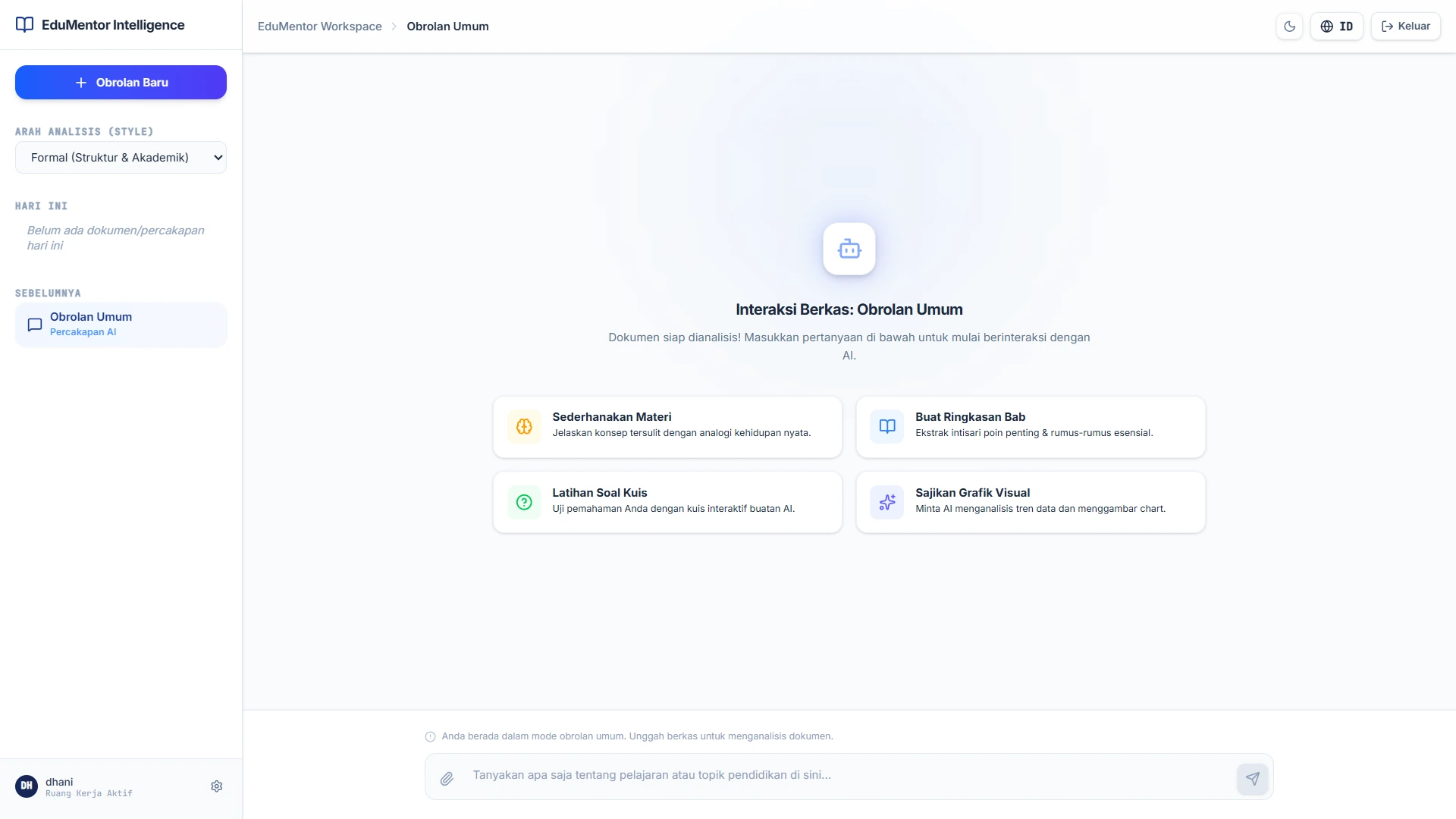 Screenshot of EduMentor AI — PDF Document Assistant