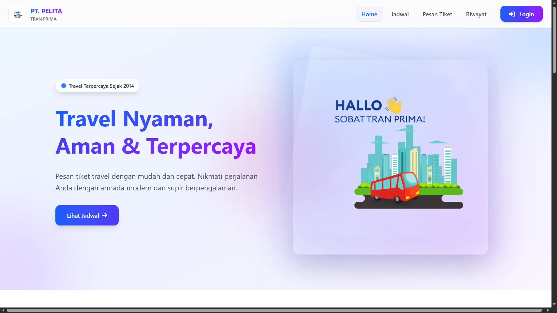 Screenshot of SIPEMTRA — Travel Ticket Booking